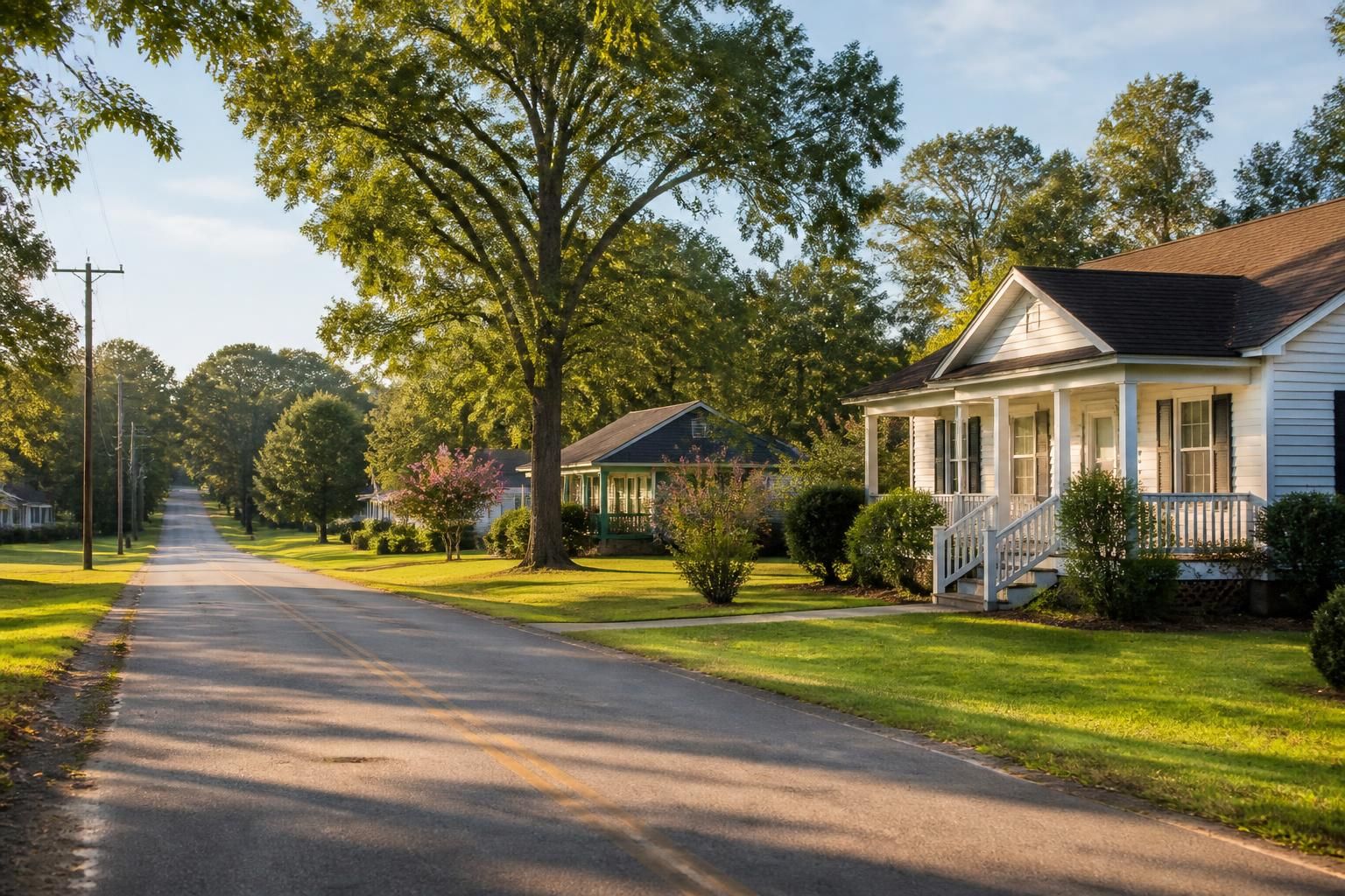 Baldwin neighborhood with modest homes and open yards.