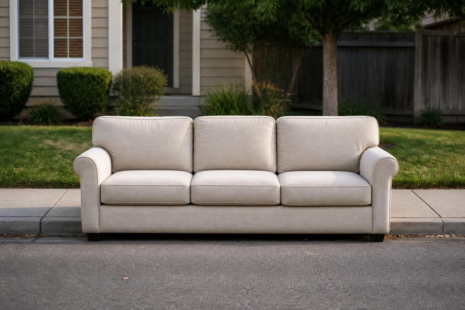 Large bulk item staged neatly at the curb for pickup.
